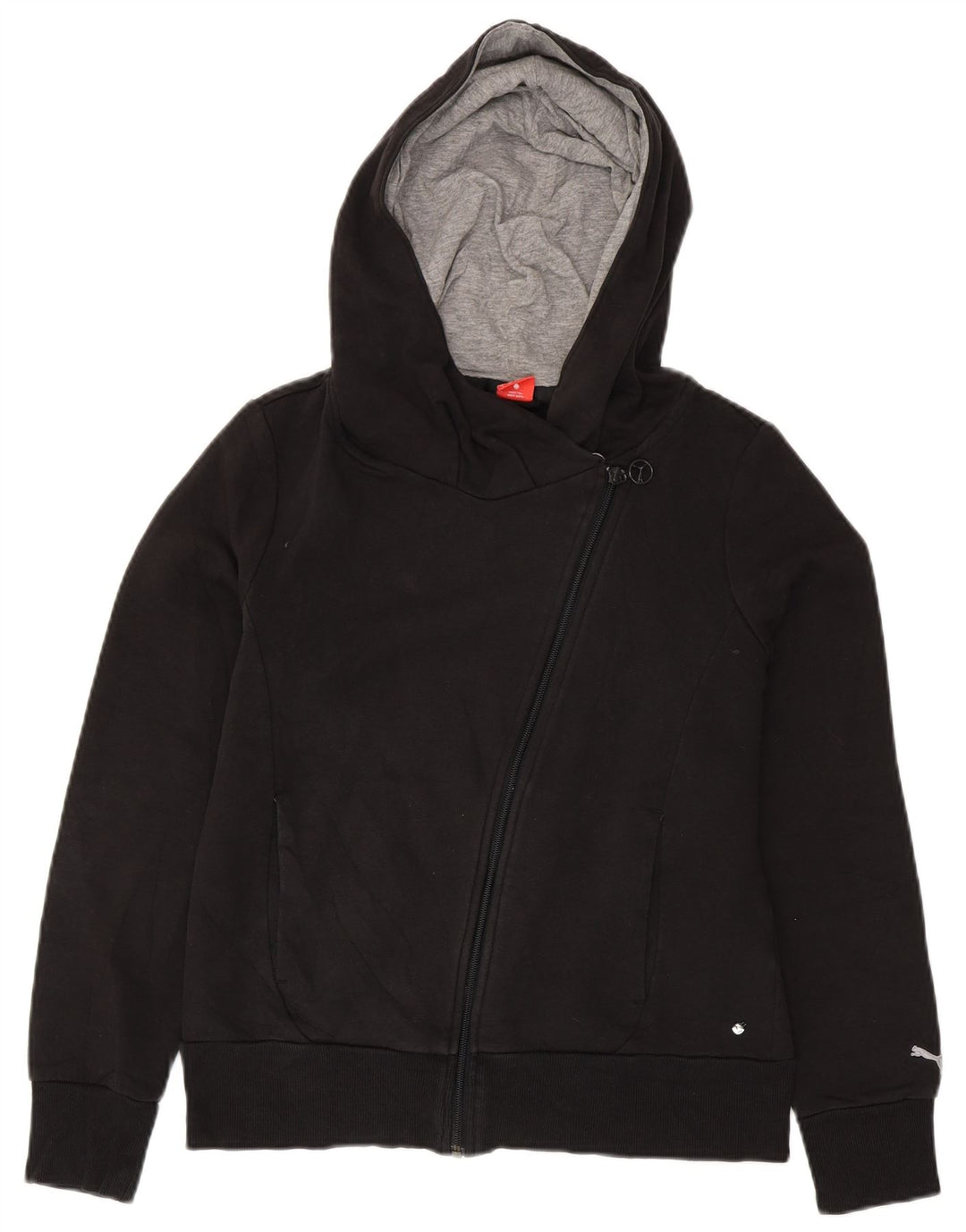 PUMA Sudadera con capucha y cremallera gráfica para mujer Reino Unido 40 Grande Algodón negro