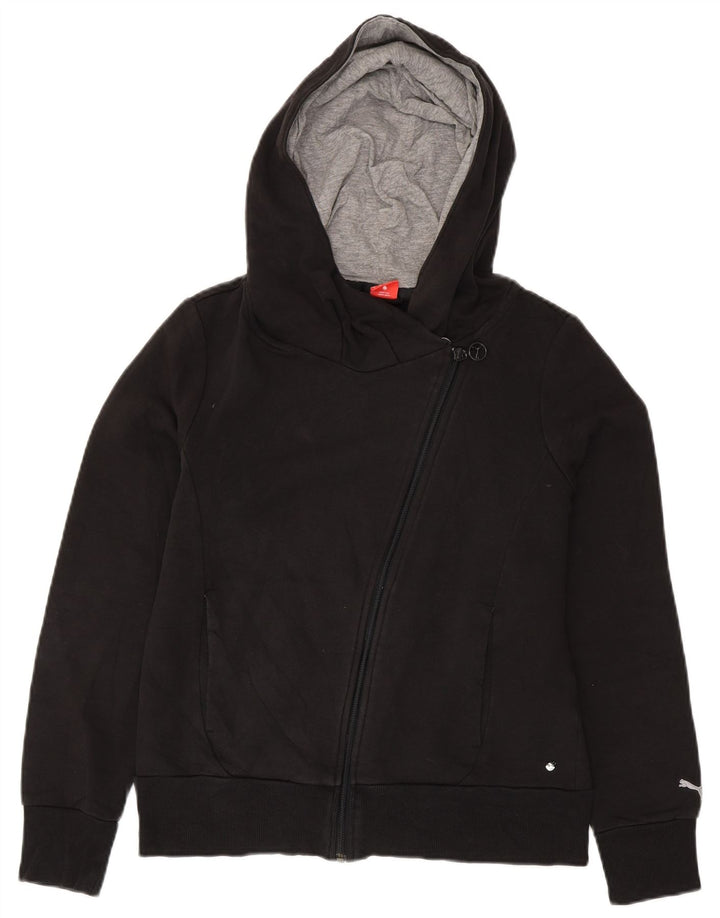 PUMA Sudadera con capucha y cremallera gráfica para mujer Reino Unido 40 Grande Algodón negro