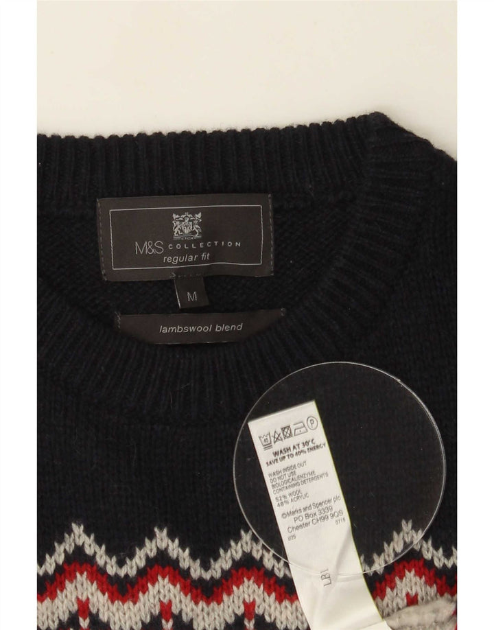 Marks & Spencer Jersey De Cuello Redondo Para Hombre Gris Medio Fair Isle