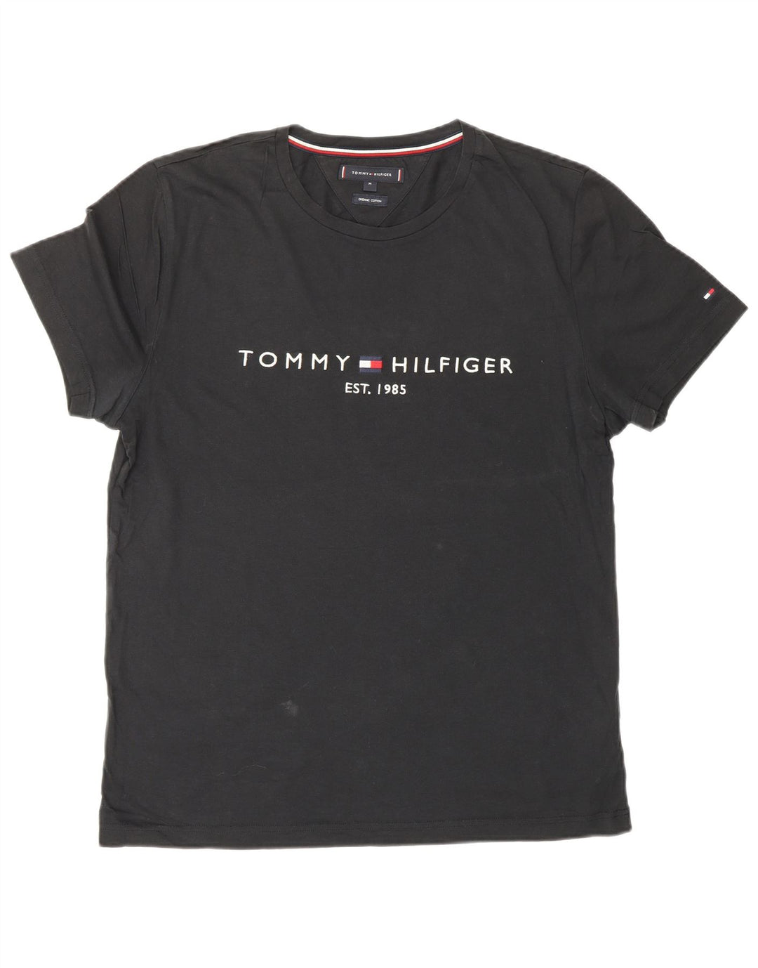 Tommy Hilfiger Camiseta gráfica para hombre Top Medium Black Cotton