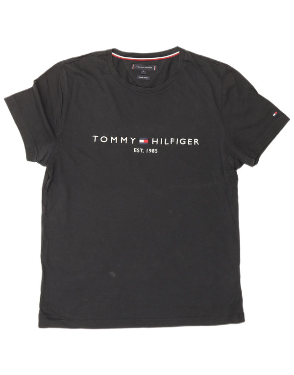 Tommy Hilfiger Camiseta gráfica para hombre Top Medium Black Cotton
