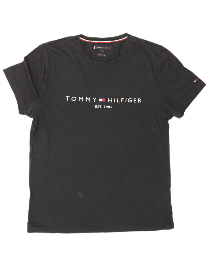 Tommy Hilfiger Camiseta gráfica para hombre Top Medium Black Cotton