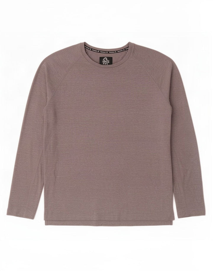 Reebok - Camiseta de manga larga para hombre, poliéster moteado gris grande