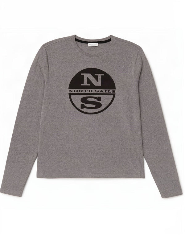 North Sails Hombre Top Gráfico Manga Larga Algodón Moteado Gris Pequeño