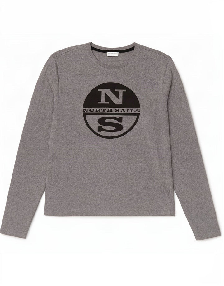North Sails Hombre Top Gráfico Manga Larga Algodón Moteado Gris Pequeño