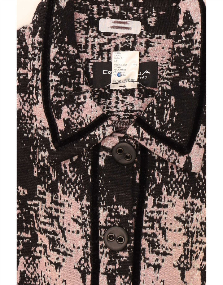 Domina Chaqueta Blazer de 5 Botones con Estampado Abstracto para Mujer IT 52 2XL Lana Rosa