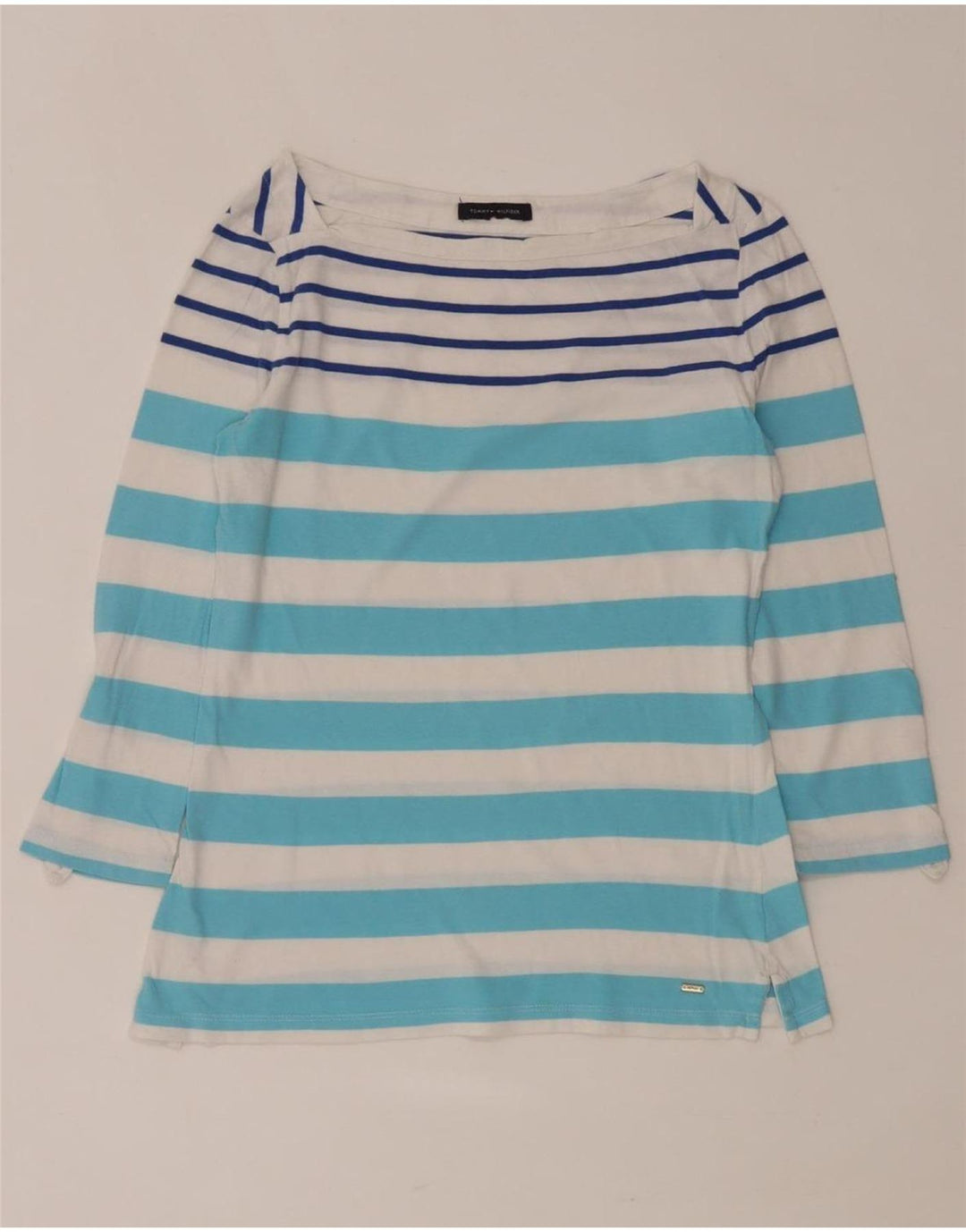 TOMMY HILFIGER Top para mujer manga 3/4 UK 42 Rayas azules medianas