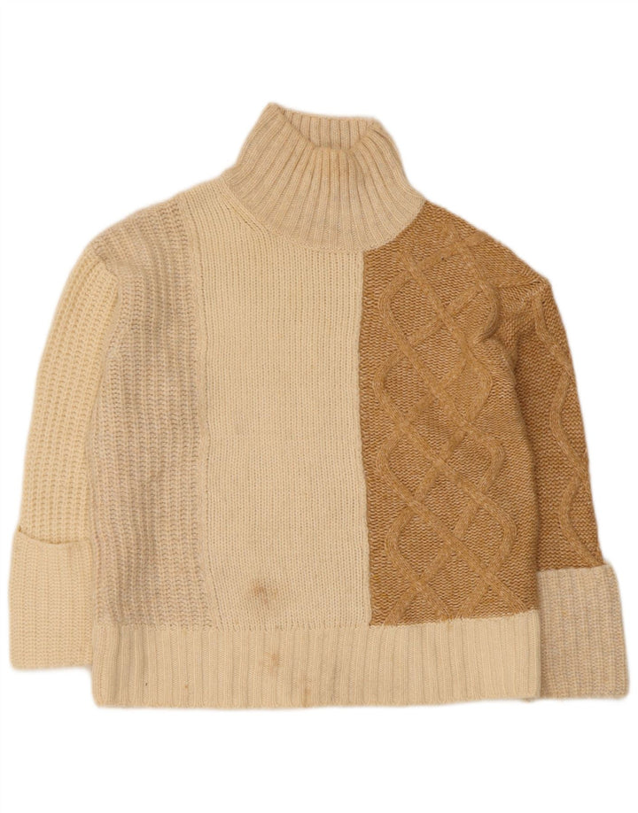 Marks & Spencer Suéter tipo jersey con cuello alto para mujer UK 10 Small Off White