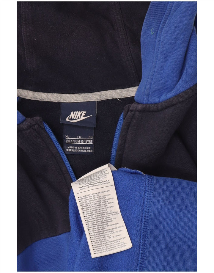 NIKE Sudadera con capucha y cremallera para niños 13-14 años XL Azul Colorblock Algodón