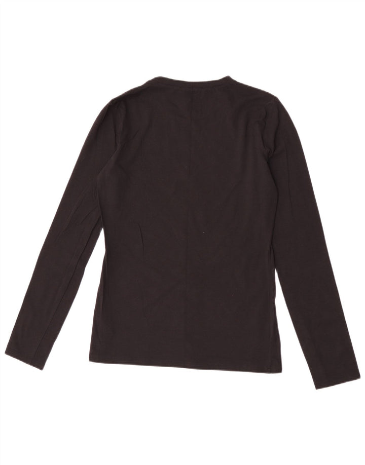 Liu Jo Mujer Gráfico Top Manga Larga IT 40 Pequeño Algodón Negro