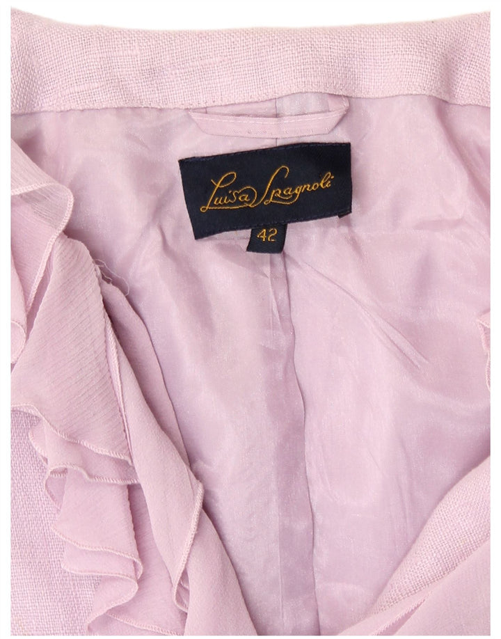 Luisa Spagnoli Chaqueta Bolero para Mujer IT 42 Lino Mediano Púrpura