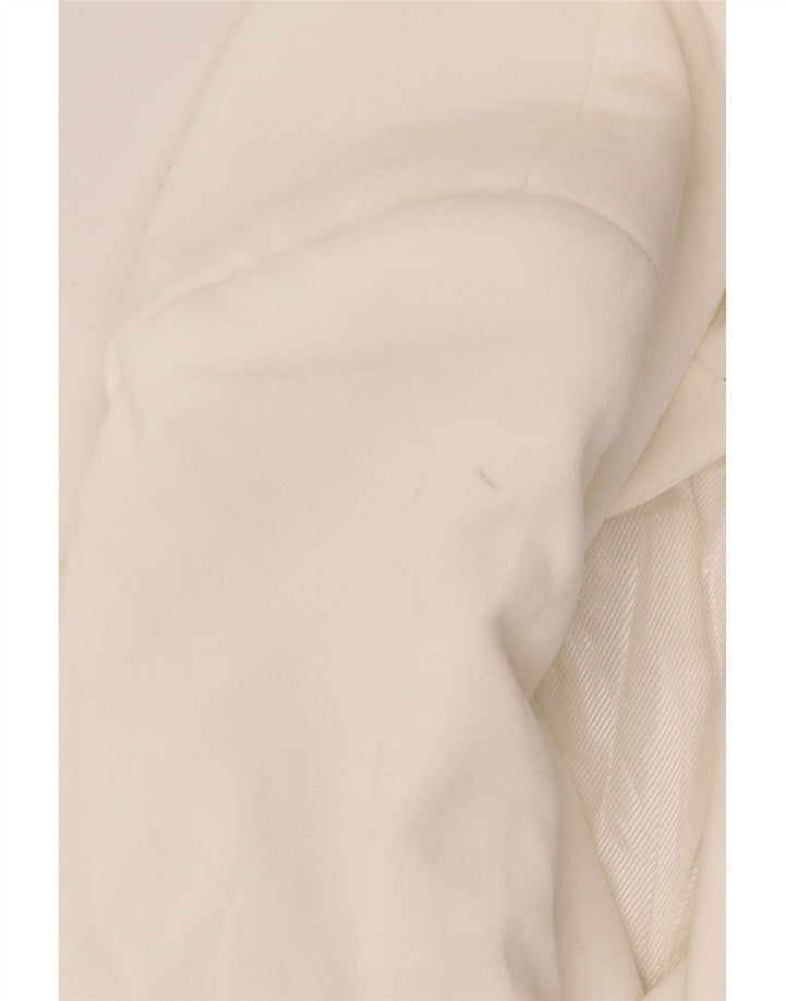 Zara Mujer Chaqueta Americana Abierta De Gran Tamaño UK 6 XS Poliéster Blanco