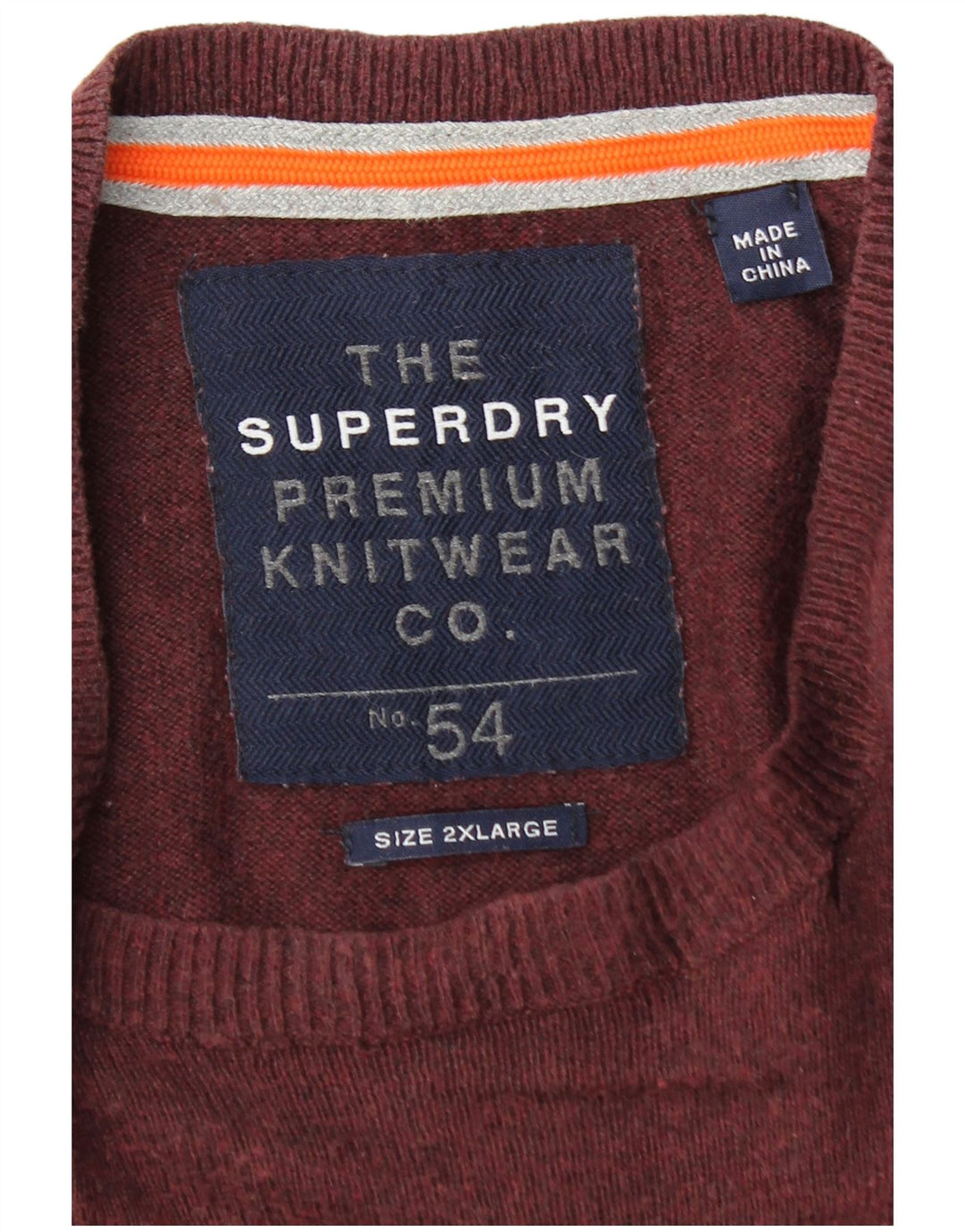 Superdry Jersey con cuello redondo para hombre, talla 2XL, algodón burdeos