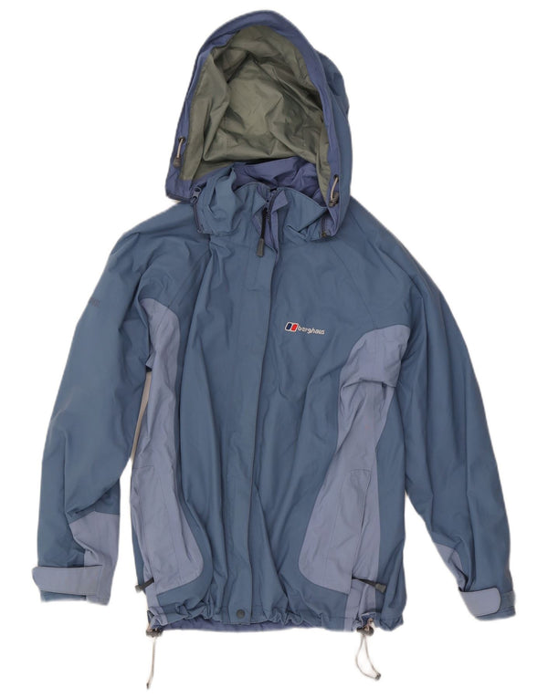 BERGHAUS Chaqueta impermeable con capucha para mujer UK 40 Small Azul Colorblock Nylon