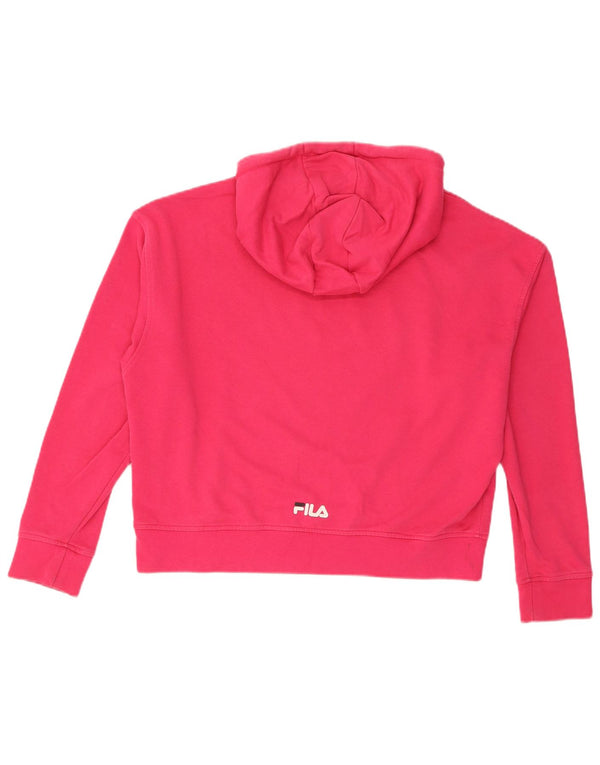 Fila Mujer Crop Graphic Oversize Sudadera con capucha Jumper UK 6 XS Algodón Rosa