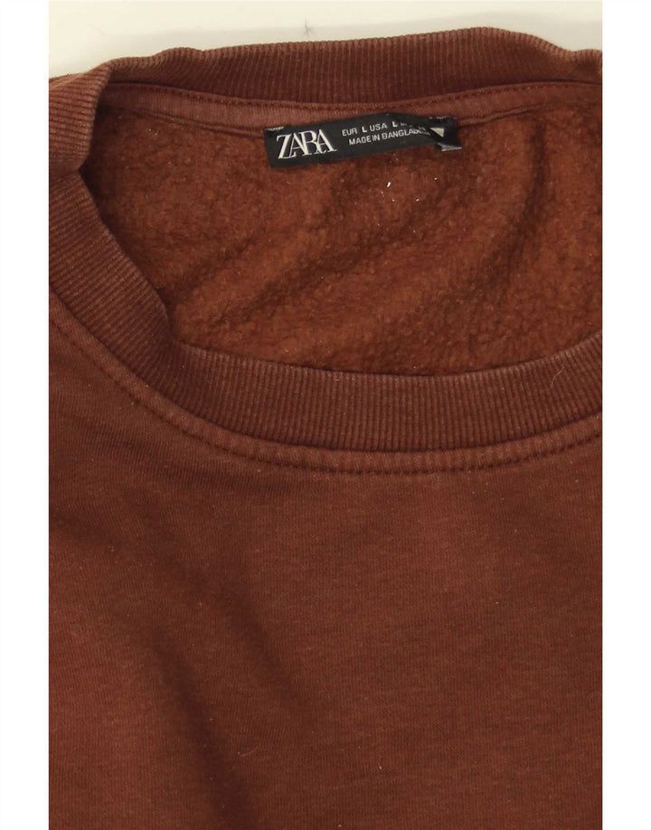 Zara Mujer Sudadera Jumper UK 46 Grande Marrón