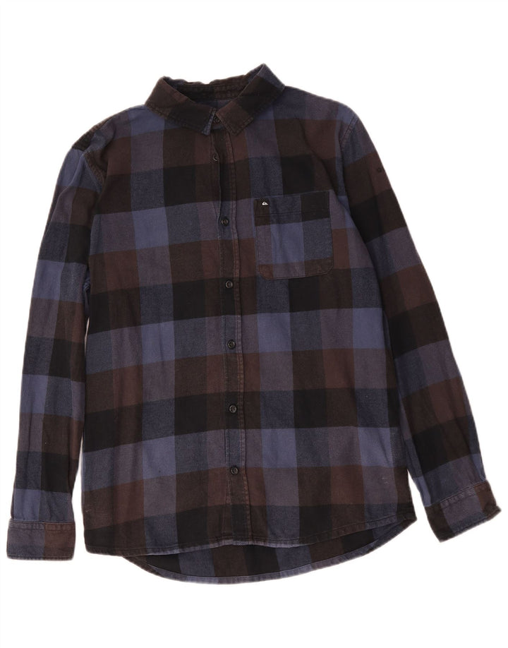 Quiksilver Camisa de franela de ajuste regular para hombre, talla pequeña, algodón a cuadros azul marino
