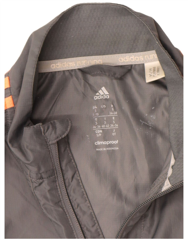 ADIDAS Mujer Clima Proof Chándal Top Chaqueta UK 8/10 Small Gris