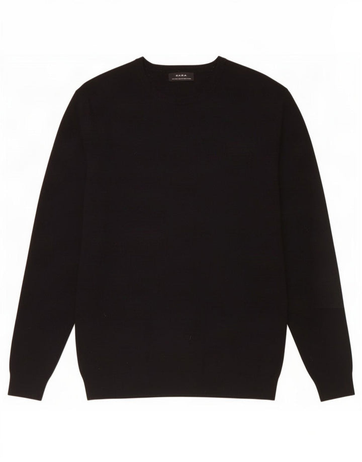 Zara Hombre Jersey De Cuello Redondo Jersey Grande Negro