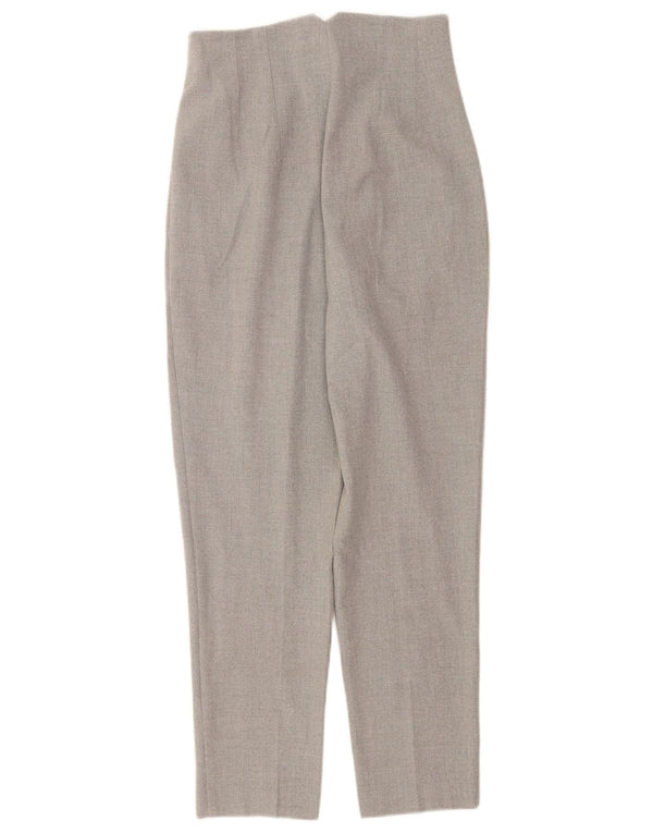 Zara Mujer Pantalón De Traje Cónico De Talle Alto XS W24 L26 Poliéster Gris
