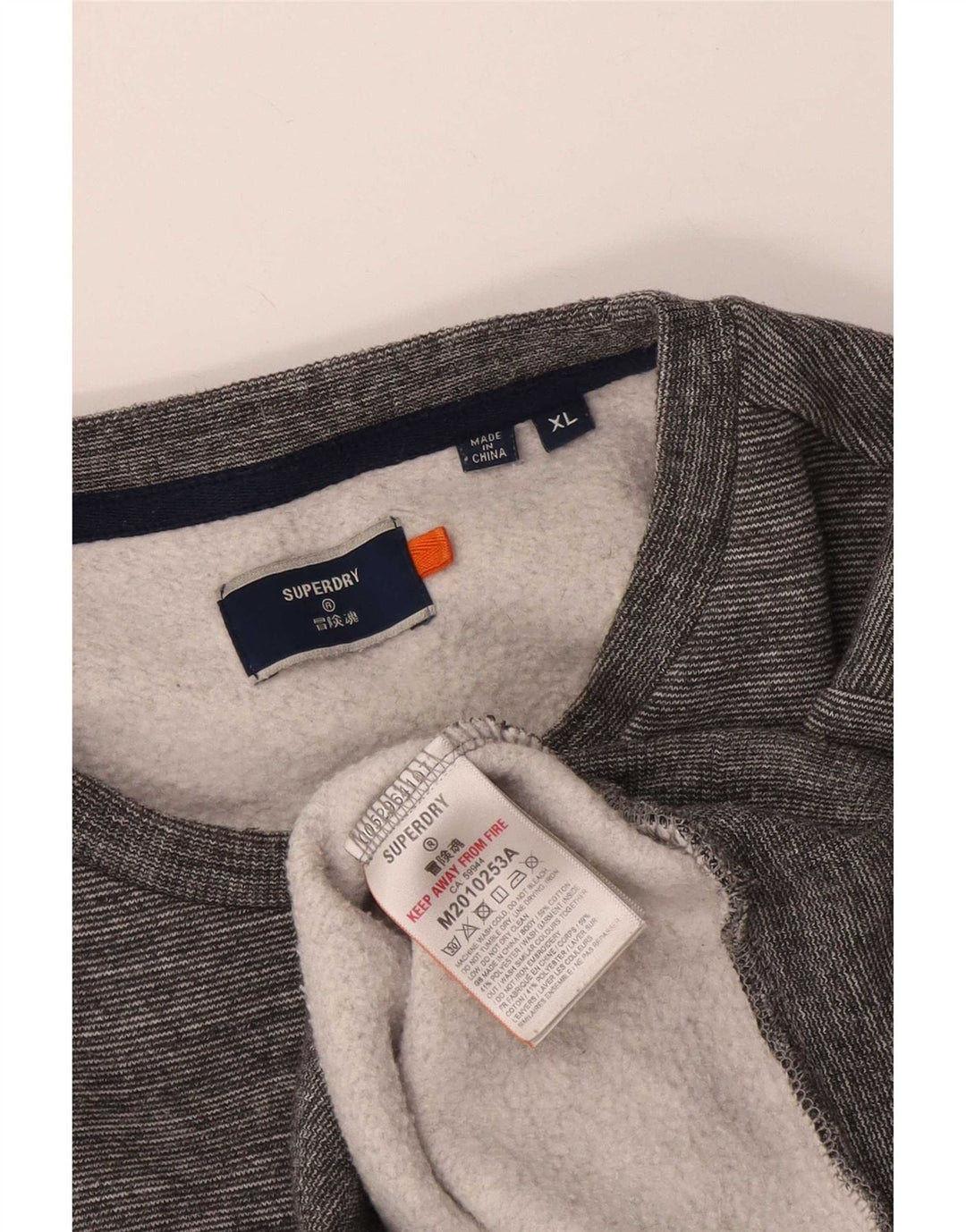 Superdry Hombre Sudadera Jumper XL Gris Moteado De Algodón