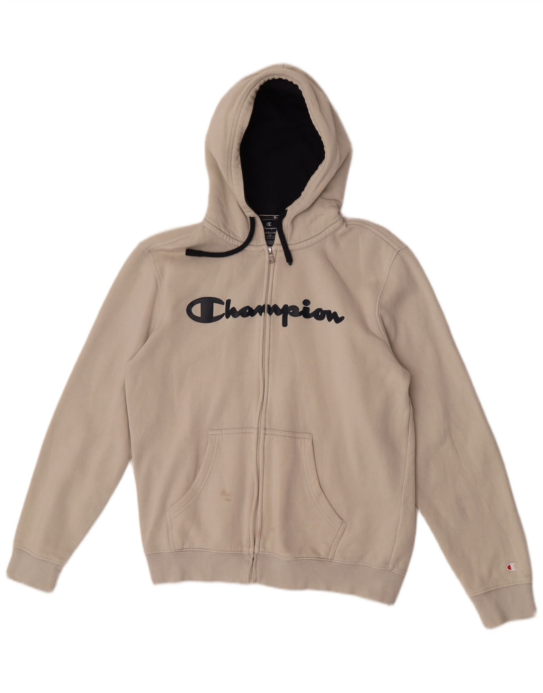 Champion Sudadera Con Capucha Y Cremallera Gráfica Para Hombre Algodón Mediano Blanco Roto