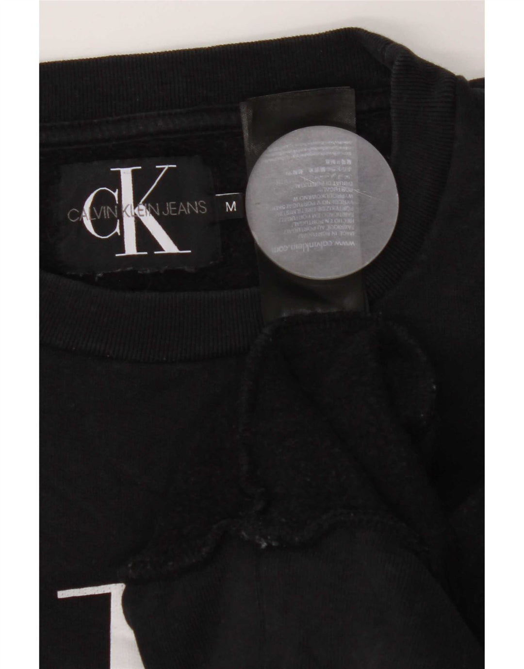 Calvin Klein Jeans Hombre Sudadera Gráfica Jumper Algodón Negro Mediano
