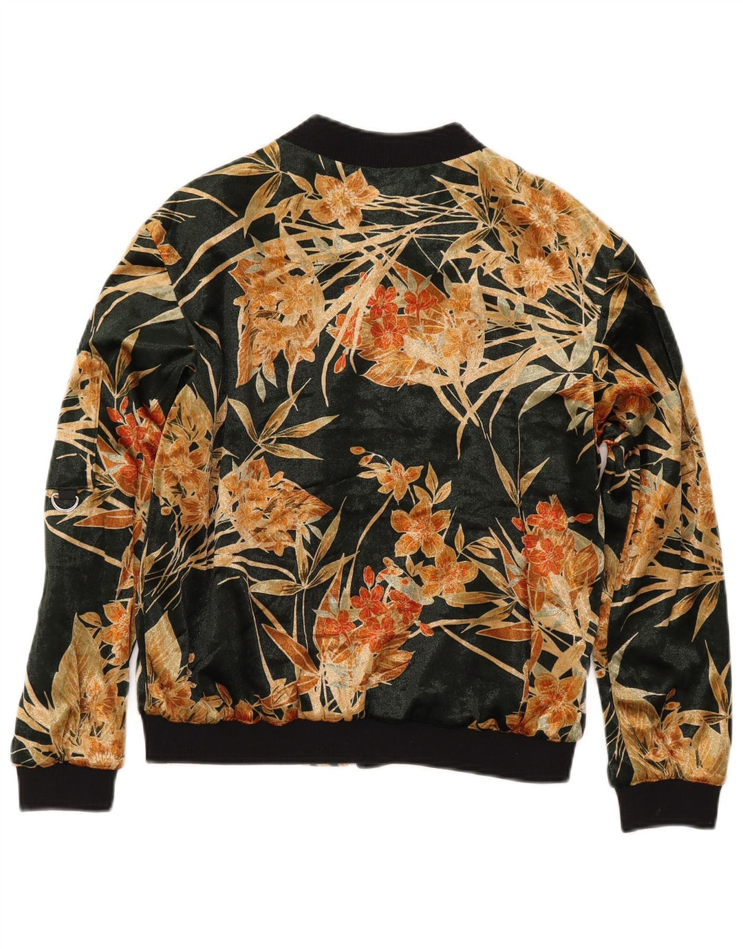 ZARA Chaqueta Bomber Mujer UK 40 Algodón Floral Verde Medio