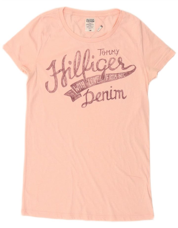 TOMMY HILFIGER Camiseta gráfica para mujer Top UK 40 Grande Rosa