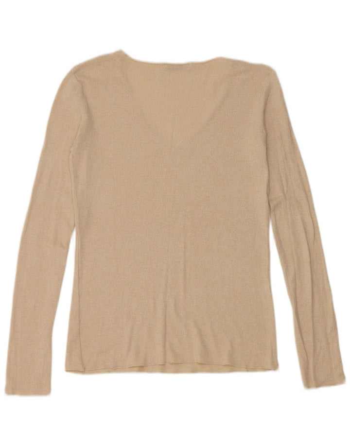 Zara Mujer Top Manga Larga UK 10 Small Beige