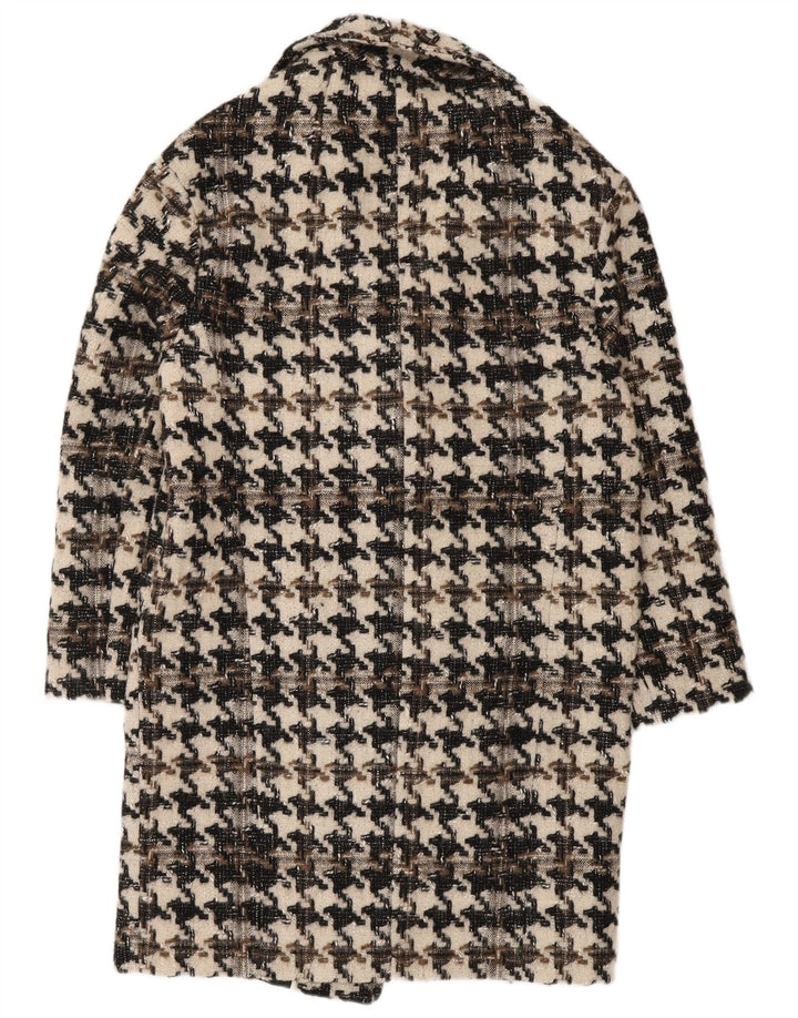 Mexx Abrigo para Mujer UK 40 Grande Lana de Pata de Gallo Negra