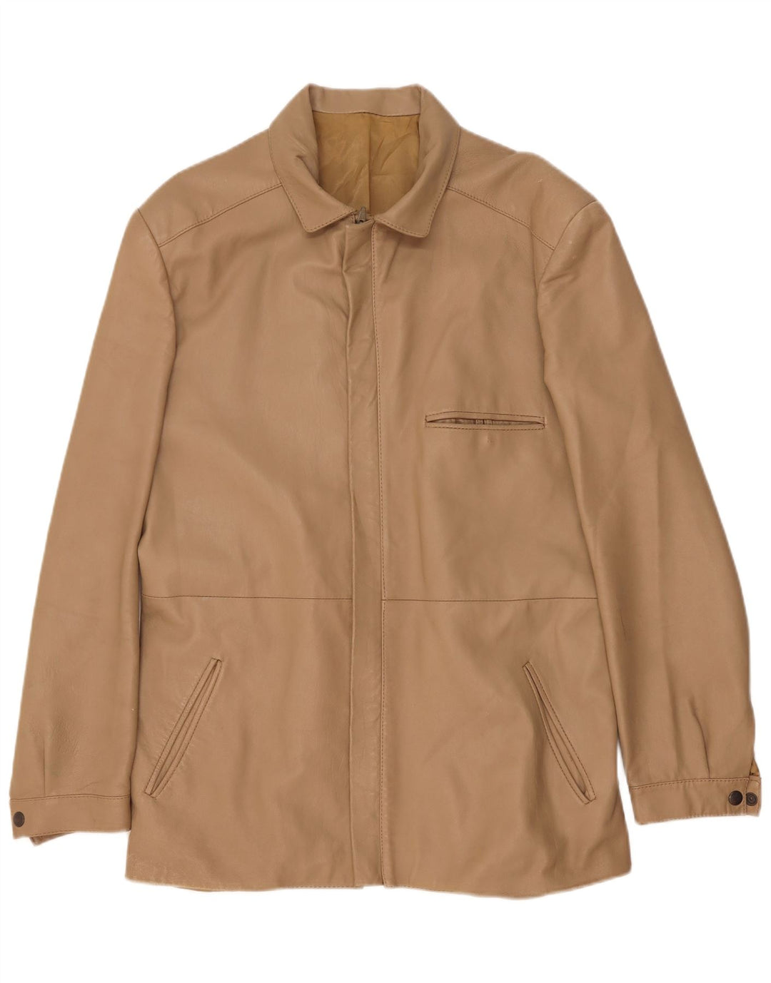 Chaqueta de cuero vintage para hombre IT 50 cuero beige grande