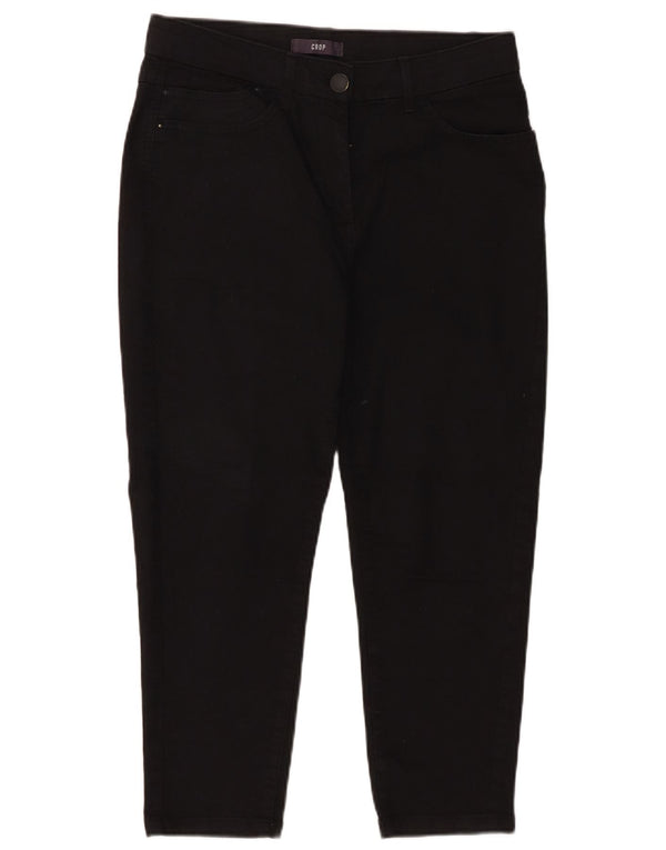 Marks & Spencer Womens High Waist Cropped Jeans UK 14 Large W34 L22 Black