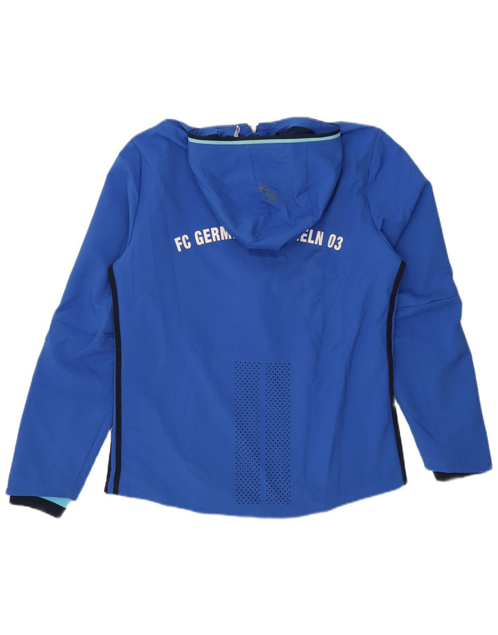 Adidas - Chaqueta superior de chándal con capucha y gráfico para hombre, poliéster azul medio