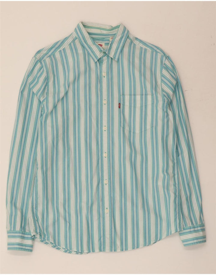 Levi's Hombre Camisa Estándar De Algodón A Rayas Azul Medio