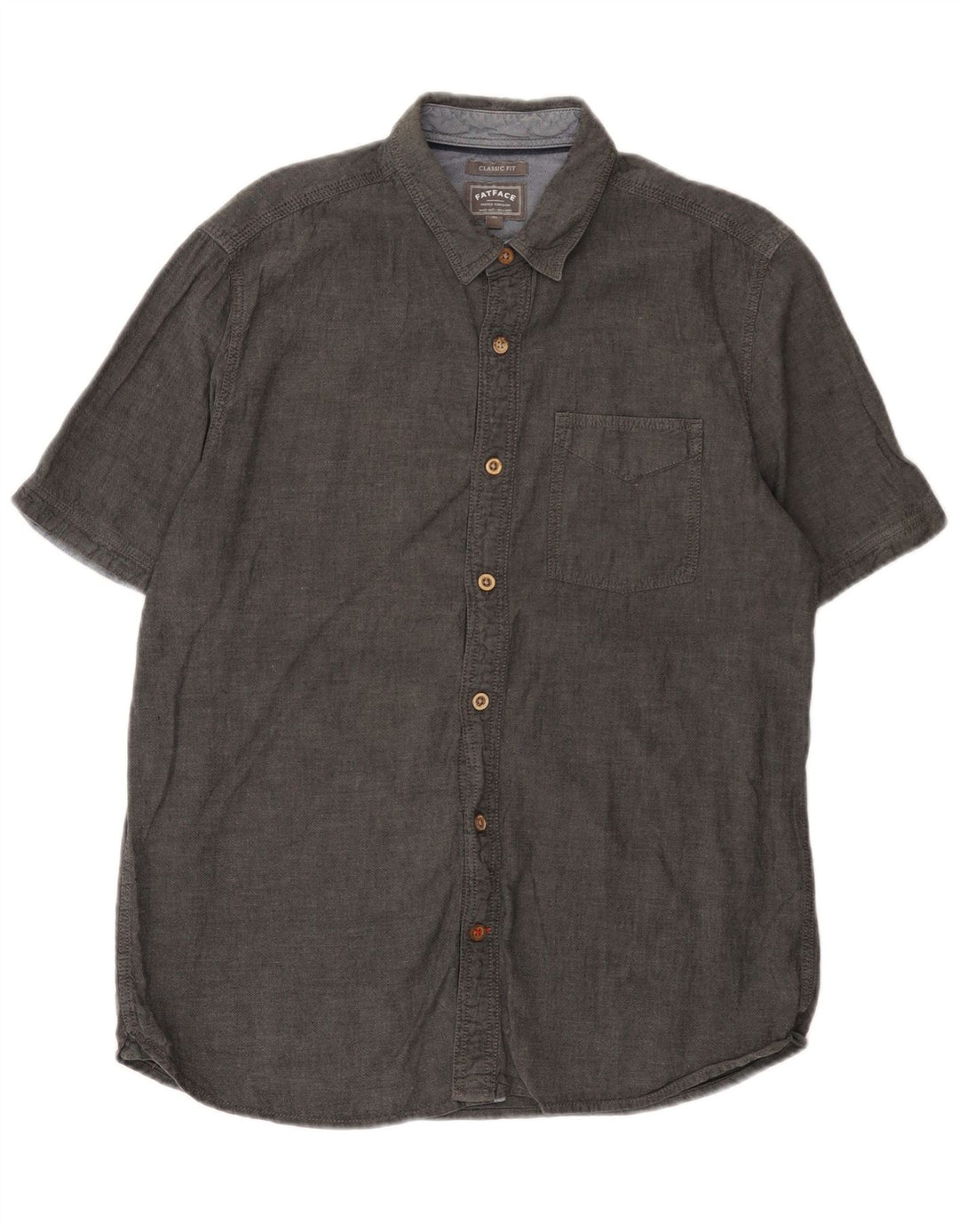 Camisa de corte clásico de manga corta para hombre de Fat Face Algodón gris medio