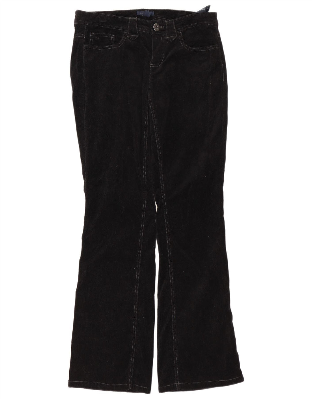 Tommy Hilfiger Pantalones rectos de pana para mujer US 6 Medium W30 L32 Negro