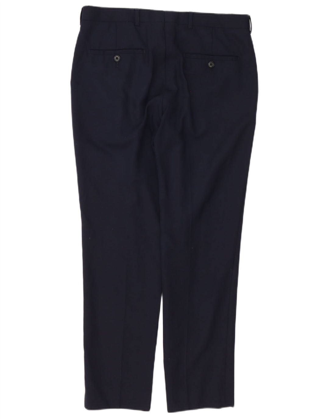 Marks & Spencer Pantalón de traje ajustado para hombre W32 L29 Lana azul marino