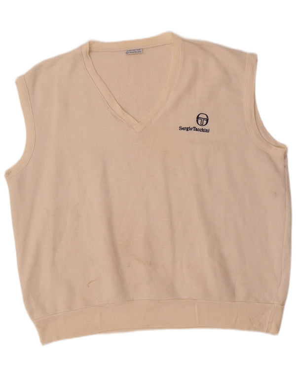 Sergio Tacchini Camiseta sin mangas para hombre 2XL Acrílico blanco roto