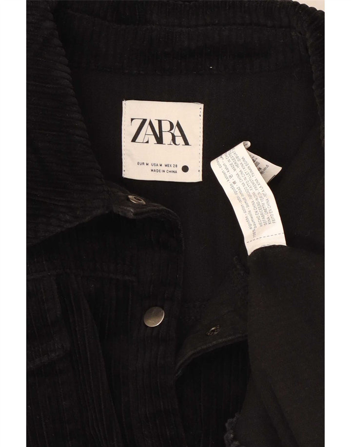 Zara Mujer Chaqueta De Pana Extragrande UK 44 Mediana Algodón Negro