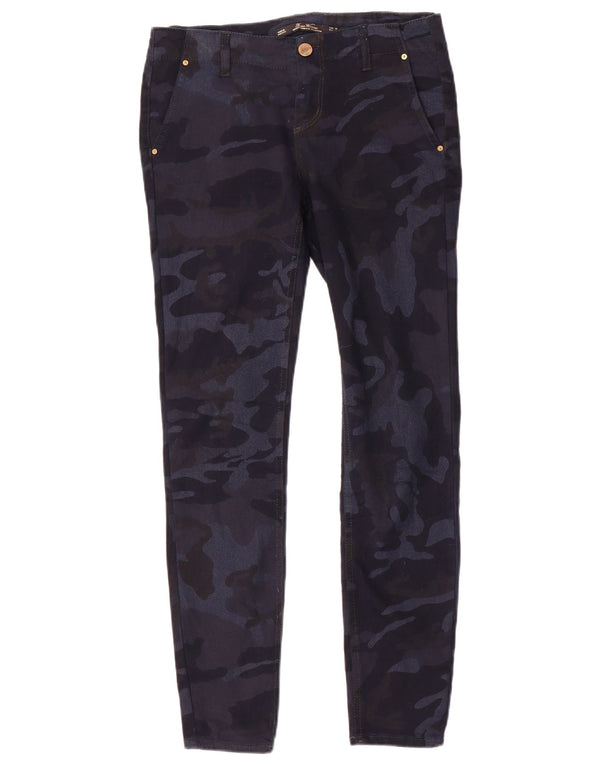 Zara Pantalón chino slim fit para mujer EU 36 XS W26 L28 Camuflaje azul marino