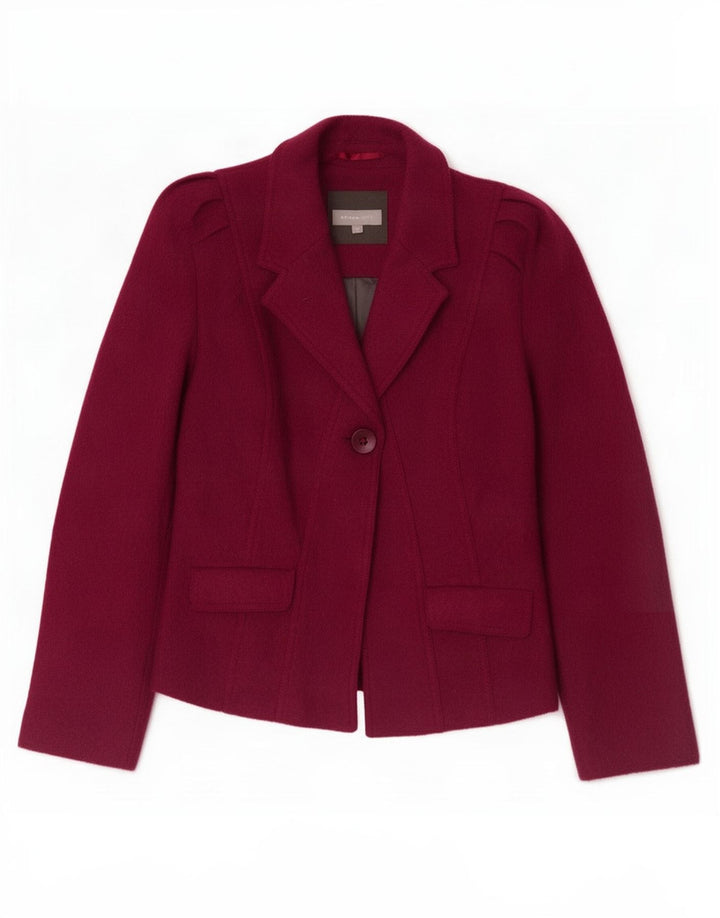Marks & Spencer Chaqueta tipo blazer para mujer Per Una con 1 botón, talla 40, talla mediana, color burdeos