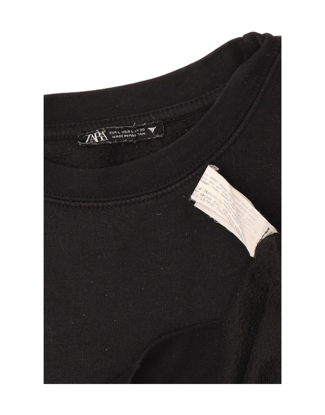 Zara Mujer Sudadera Jumper UK 46 Grande Algodón Negro