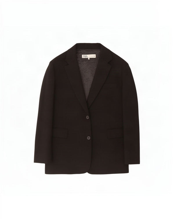 Zara Chaqueta Blazer De 2 Botones para Mujer UK 44 Viscosa Negra Mediana