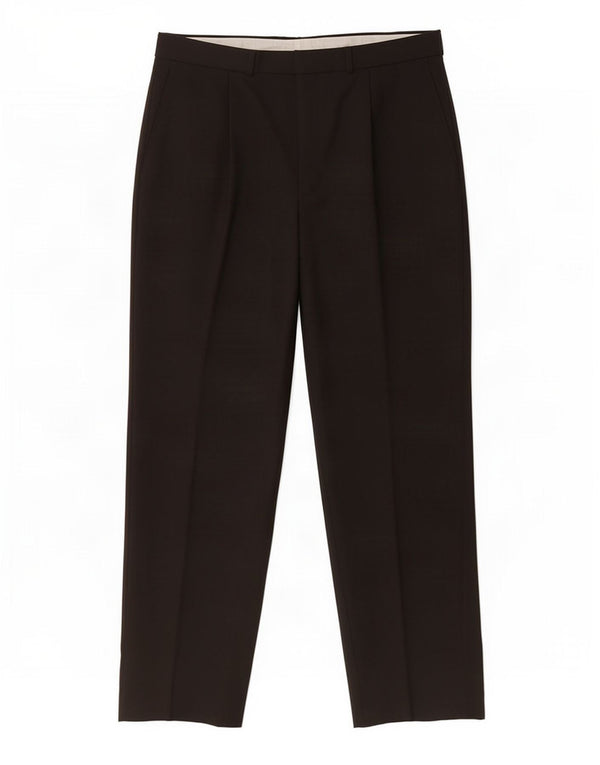 Marks & Spencer Pantalón de traje con pinzas para hombre W34 L31 Poliéster negro