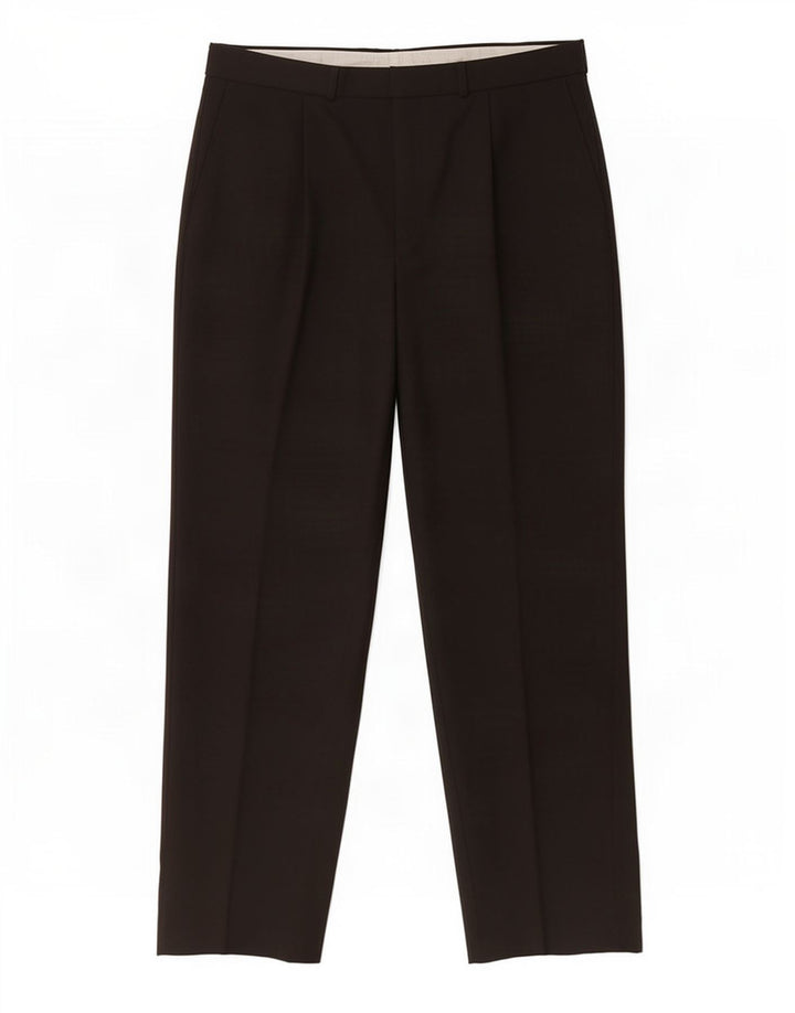 Marks & Spencer Pantalón de traje con pinzas para hombre W34 L31 Poliéster negro