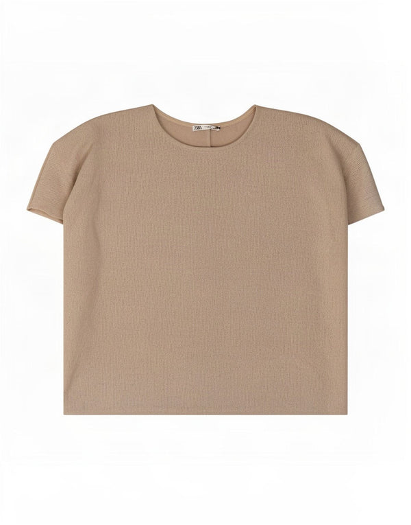 Zara Mujer Blusa Extragrande Top UK 44 Viscosa Gris Medio