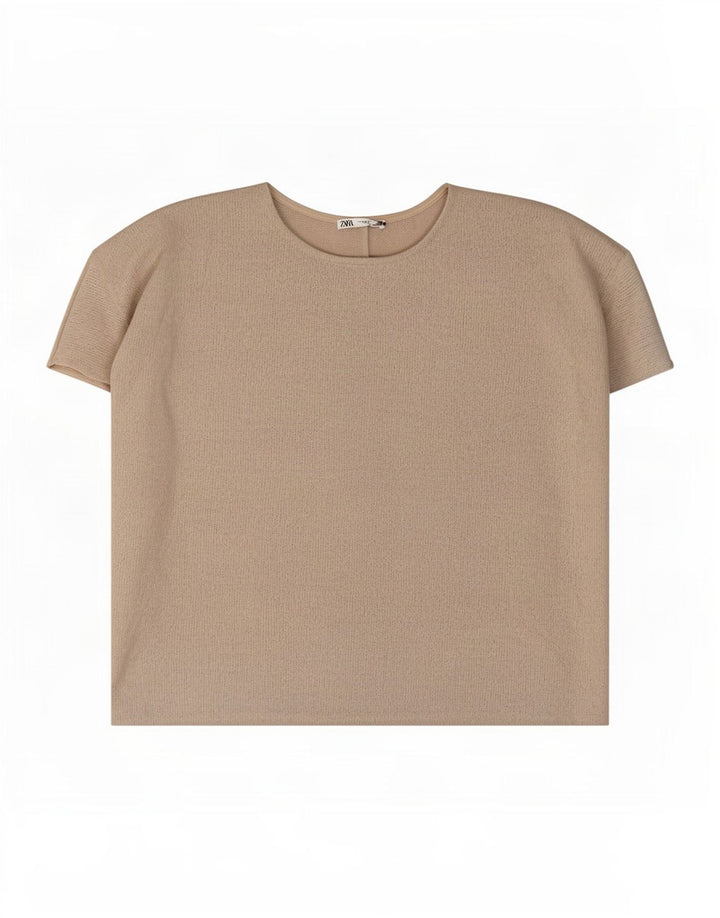 Zara Mujer Blusa Extragrande Top UK 44 Viscosa Gris Medio