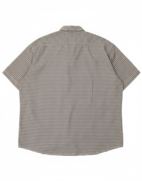 Camisa Camel Active de manga corta para hombre, corte regular, talla 2XL, algodón a cuadros gris