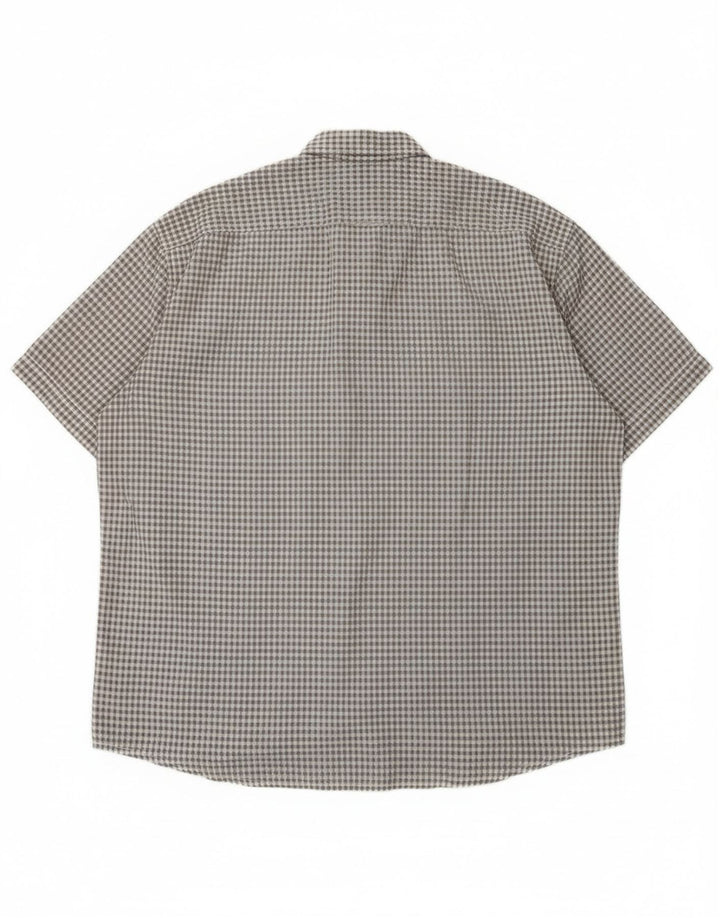 Camisa Camel Active de manga corta para hombre, corte regular, talla 2XL, algodón a cuadros gris